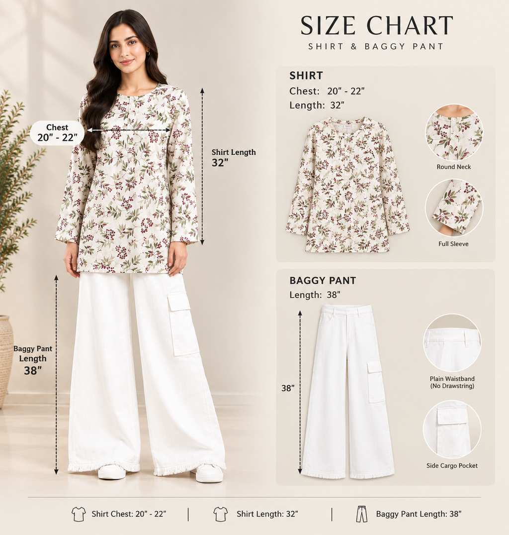 Imported Cotton Floral Shirt & Baggy Cargo Pants Set
